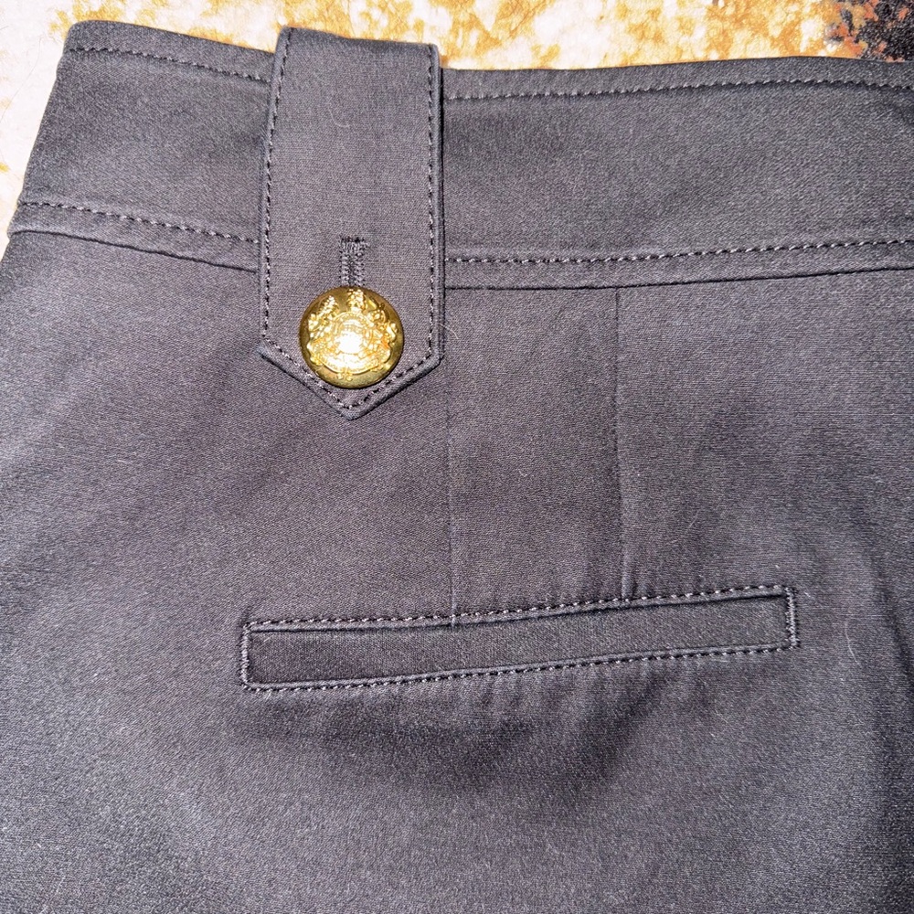 White House Black Market High Waist Black Shorts with Gold Buttons - Picture 5 of 6